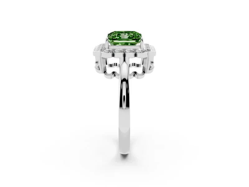 Princess Cut Halo Engagement Ring Setting for a Fancy Green Lab-Grown Diamond | White Gold - Design NV-24719