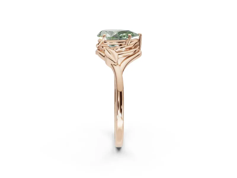 Pear-Shaped Bypass Solitaire Engagement Ring Setting for a Fancy Green Lab-Grown Diamond | Rose Gold
