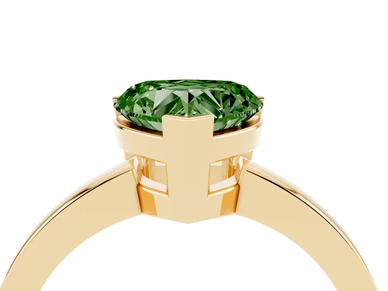 Heart-Shaped Solitaire Engagement Ring Setting for a Fancy Green Lab-Grown Diamond | Flat Tab Prongs | Yellow Gold