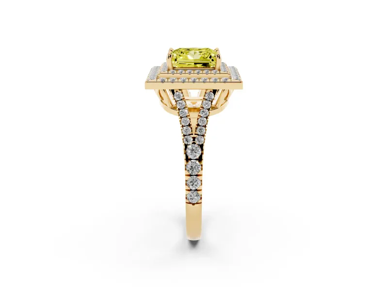Princess Cut Halo Engagement Ring Setting for a Fancy Yellow Lab-Grown Diamond | Yellow Gold - Design NV-24799