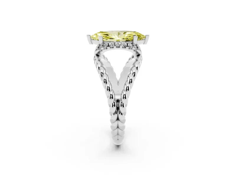 Marquise Rope Split Shank Engagement Ring Setting for a Fancy Yellow Lab-Grown Diamond | White Gold
