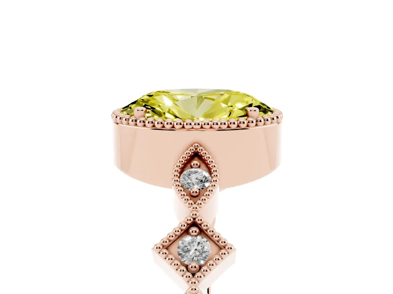 Oval Milgrain Bezel Engagement Ring Setting for a Fancy Yellow Lab-Grown Diamond | Rose Gold