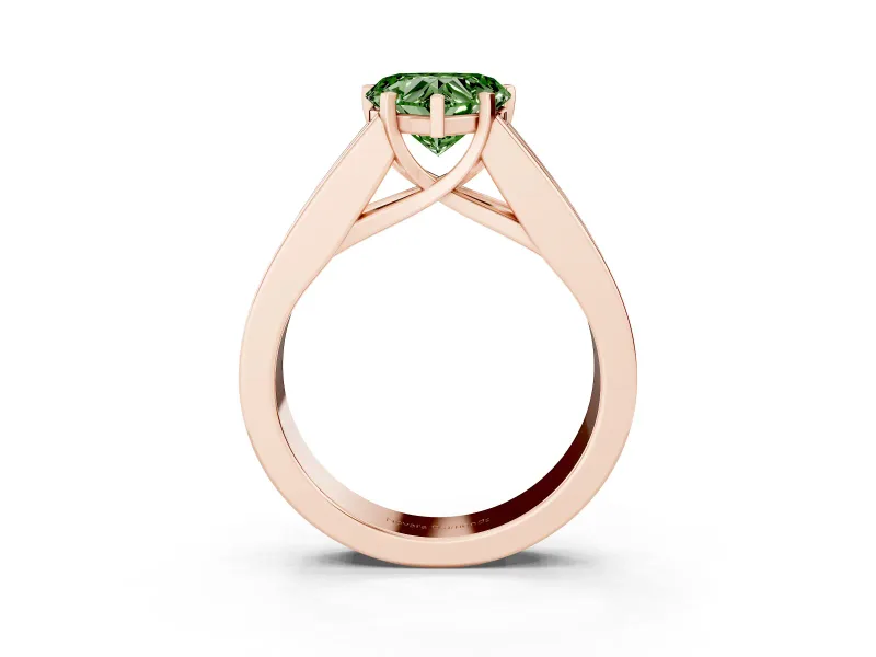 Heart-Shaped Channel-Set Engagement Ring Setting for a Fancy Green Lab-Grown Diamond | Rose Gold