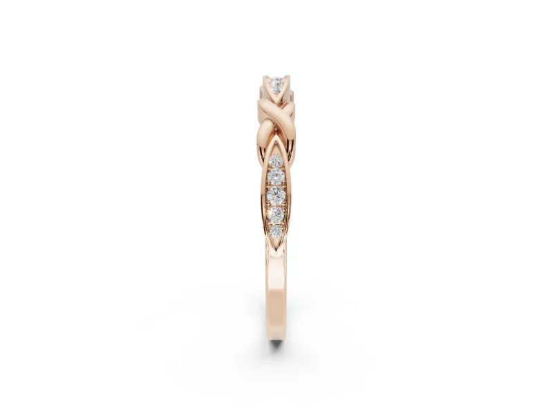 Round Lab-Grown Diamond Graduated Twisted Pavé Wedding Band | Marquise Motifs | Rose Gold