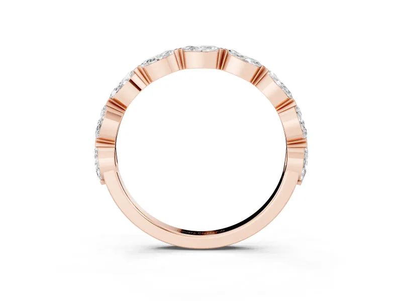 Marquise Diamond Eternity Band Set in Rose gold with Bezel Setting