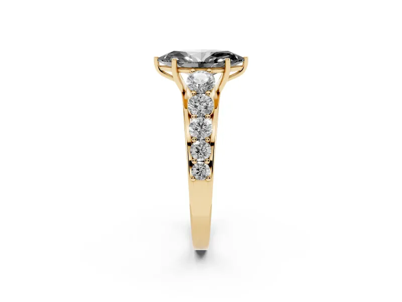 Marquise Engagement Ring Setting for a Black Center | Yellow Gold