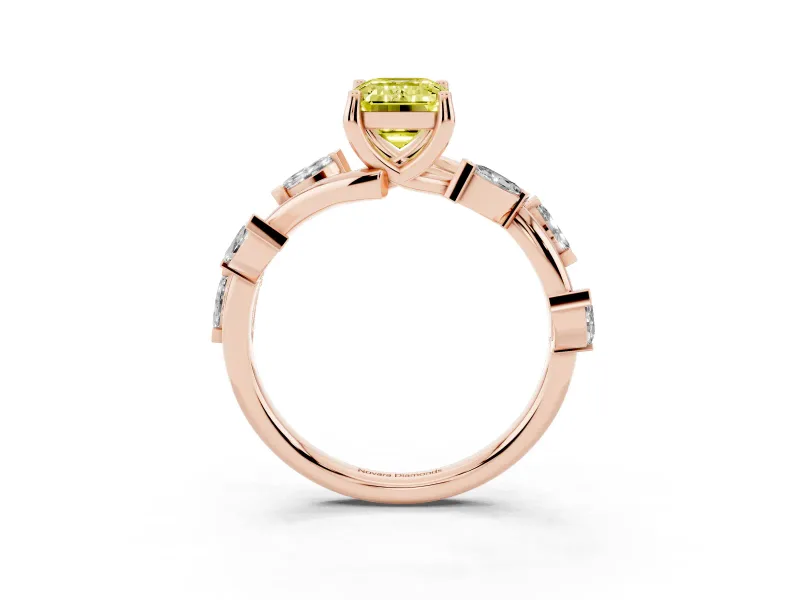 Emerald Cut Twisted Vine Engagement Ring Setting for a Fancy Yellow Lab-Grown Diamond | Rose Gold