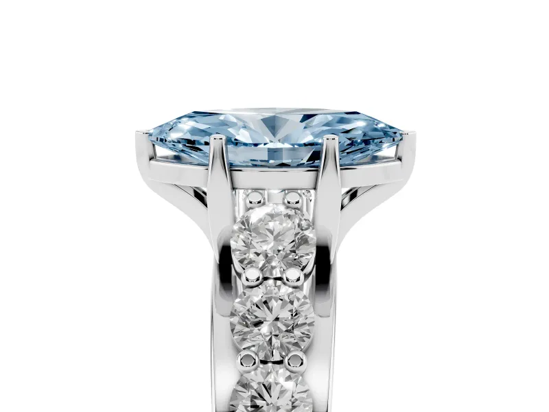 Marquise Engagement Ring Setting for a Fancy Blue Lab-Grown Diamond | Sterling Silver - Design NV-24645