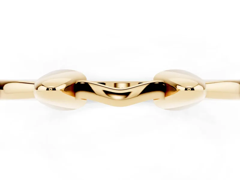 Plain Notched Contour Wedding Band | Twin Raised Tabs | Yellow Gold