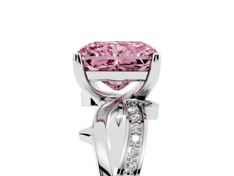 Radiant Cut Twisted Engagement Ring Setting for a Fancy Pink Lab-Grown Diamond | Sterling Silver - Design NV-24635