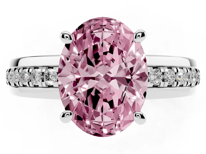 Oval Channel Engagement Ring Setting for a Fancy Pink Lab-Grown Diamond | White Gold