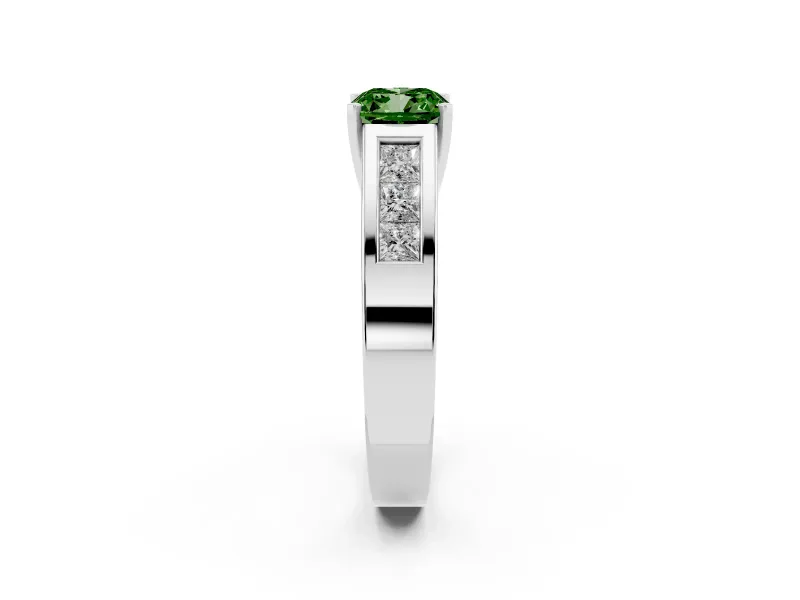Cushion Cut Channel-Set Engagement Ring Setting for a Fancy Green Lab-Grown Diamond | Platinum