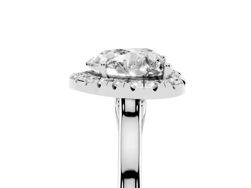 Heart-Shaped Halo Engagement Ring Setting | Flat Tapered Band | White Gold