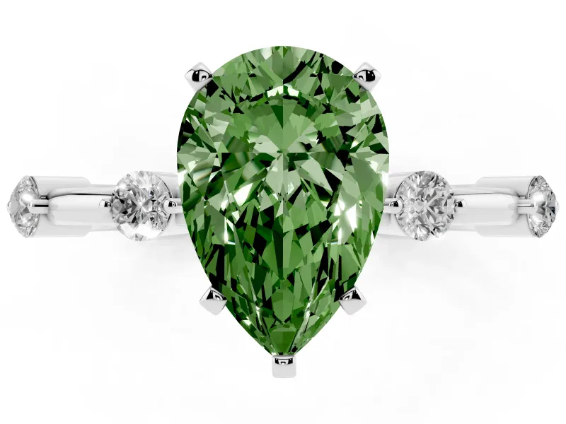 Pear-Shaped Bar Set Engagement Ring Setting for a Fancy Green Lab-Grown Diamond | White Gold
