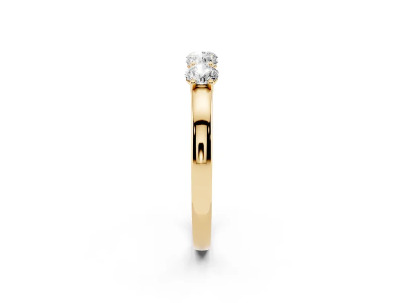 Round Lab-Grown Diamond Four Stone Wedding Band | Raised Prong Baskets | Yellow Gold