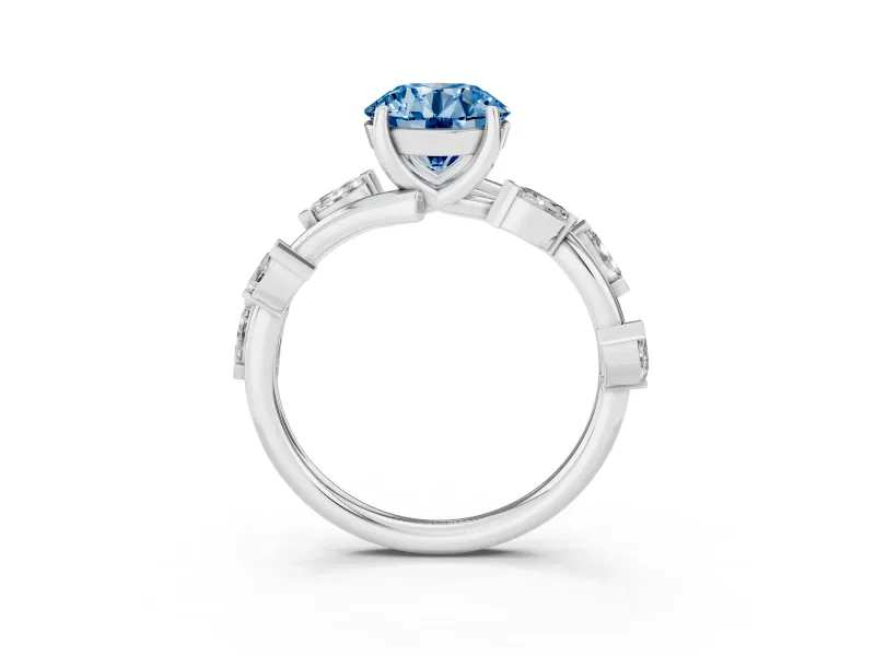 Round Twisted Vine Engagement Ring Setting for a Fancy Blue Lab-Grown Diamond | White Gold