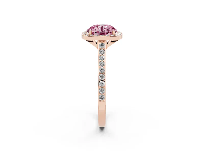 Round Halo Engagement Ring Setting for a Fancy Pink Lab-Grown Diamond | Rose Gold - Design NV-24729