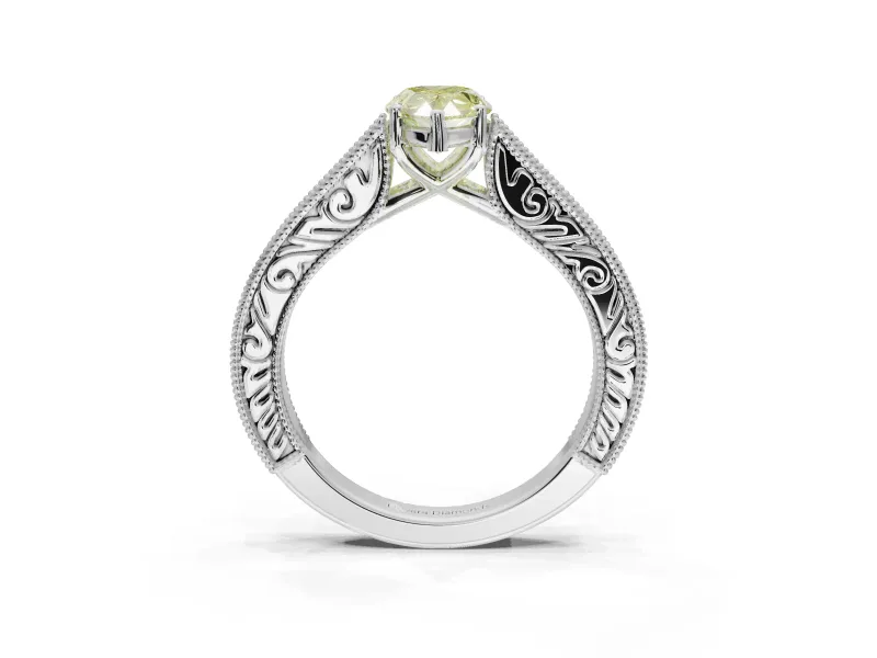 Pear-Shaped Vintage Pavé Engagement Ring Setting for a Fancy Yellow Lab-Grown Diamond | Sterling Silver