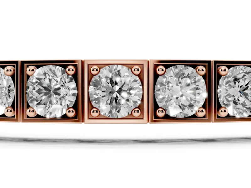 Round Lab-Grown Diamond Box Set Tennis Bracelet | Stepped Square Frames | Rose Gold
