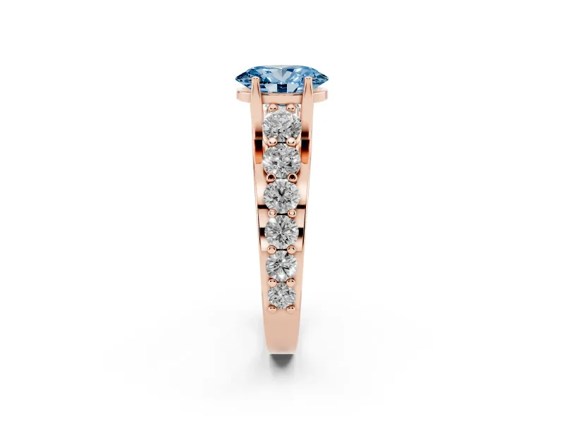 Oval Graduated Engagement Ring Setting for a Fancy Blue Lab-Grown Diamond | Rose Gold