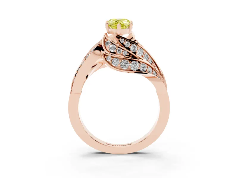 Pear-Shaped Bypass Hidden Halo Engagement Ring Setting for a Fancy Yellow Lab-Grown Diamond | Graduated Pavé | Rose Gold