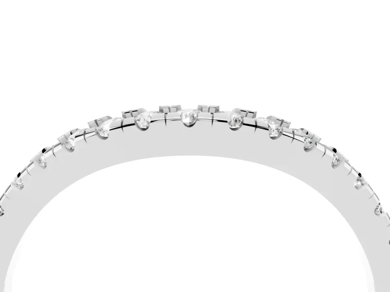Round Lab-Grown Diamond Pavé Contour Wedding Band | Shared Prongs | Sterling Silver
