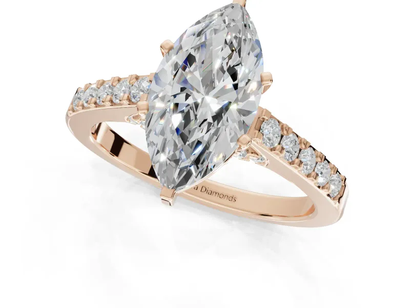 Marquise Pavé Solitaire Engagement Ring Setting | Crossover Gallery | Rose Gold