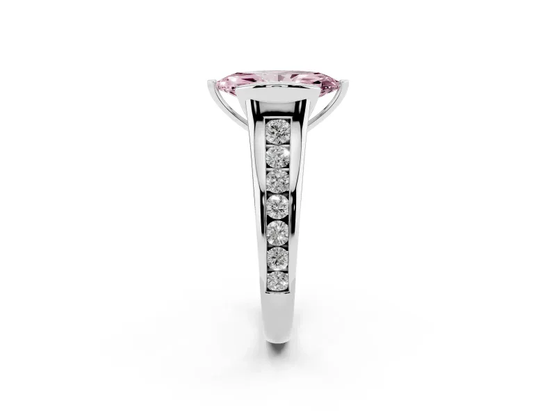 Marquise Half Bezel Engagement Ring Setting for a Fancy Pink Lab-Grown Diamond | Sterling Silver
