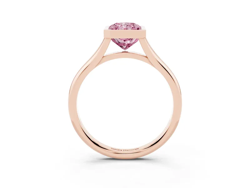 Radiant Cut Bezel Engagement Ring Setting for a Fancy Pink Lab-Grown Diamond | Rose Gold