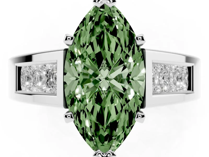 Marquise Channel-Set Engagement Ring Setting for a Fancy Green Lab-Grown Diamond | Platinum