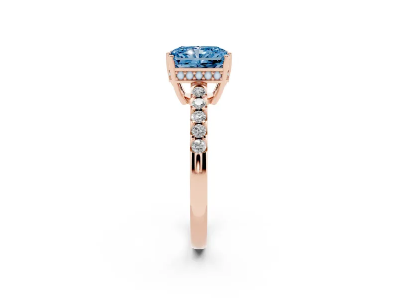 Radiant Cut Engagement Ring Setting for a Fancy Blue Lab-Grown Diamond | Rose Gold - Design NV-24649