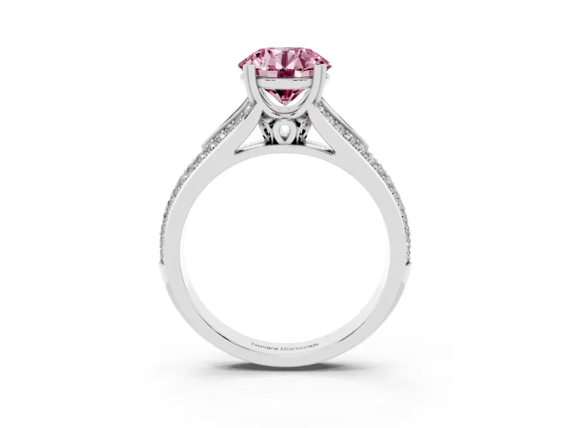 Round Split Shank Engagement Ring Setting for a Fancy Pink Lab-Grown Diamond | White Gold