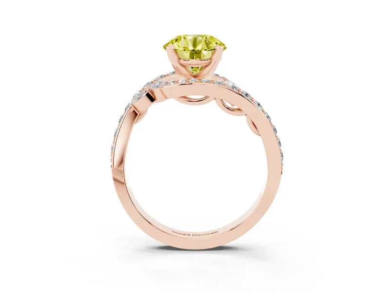 Round Bypass Engagement Ring Setting for a Fancy Yellow Lab-Grown Diamond | Rose Gold