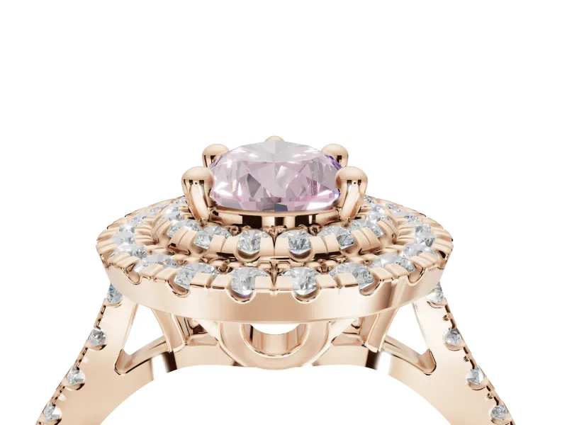 Pear-Shaped Double Halo Engagement Ring Setting for a Fancy Pink Lab-Grown Diamond | Rose Gold