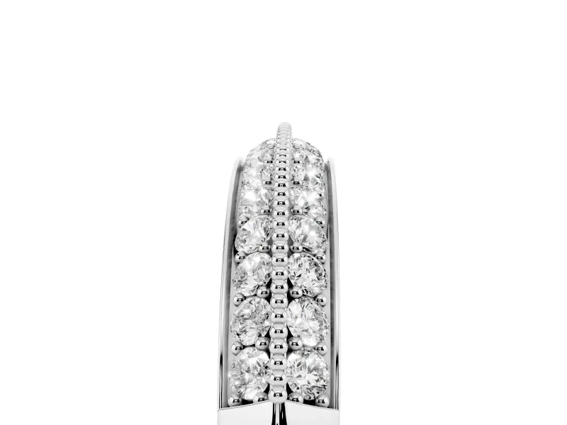 Round Diamond Double Row Pavé Band Set in White gold with Shared Prong Setting
