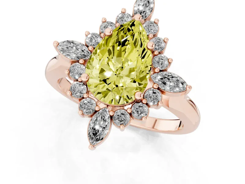 Pear-Shaped Engagement Ring Setting for a Fancy Yellow Lab-Grown Diamond | Rose Gold - Design NV-24790