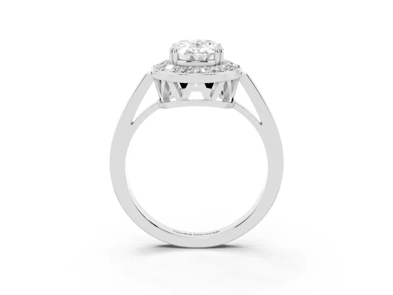 Oval Halo Engagement Ring Setting | Polished Halo Rim | Sterling Silver