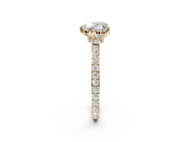 Heart-Shaped Hidden Halo Engagement Ring Setting | Yellow Gold