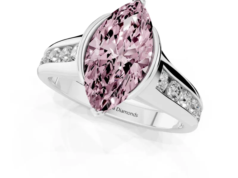 Marquise Half Bezel Engagement Ring Setting for a Fancy Pink Lab-Grown Diamond | Sterling Silver