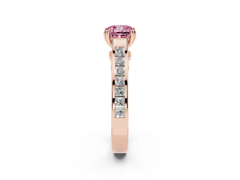 Cushion Cut Channel Engagement Ring Setting for a Fancy Pink Lab-Grown Diamond | Rose Gold - Design NV-24671