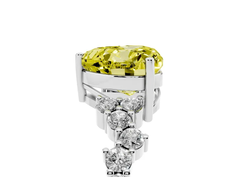 Heart-Shaped Accented Engagement Ring Setting for a Fancy Yellow Lab-Grown Diamond | White Gold