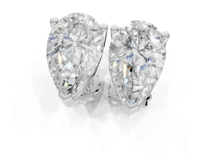 Pear-Shaped Lab-Grown Diamond Solitaire Basket Stud Earrings | Open Gallery | White Gold