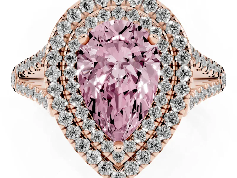 Pear-Shaped Halo Engagement Ring Setting for a Fancy Pink Lab-Grown Diamond | Rose Gold - Design NV-24799