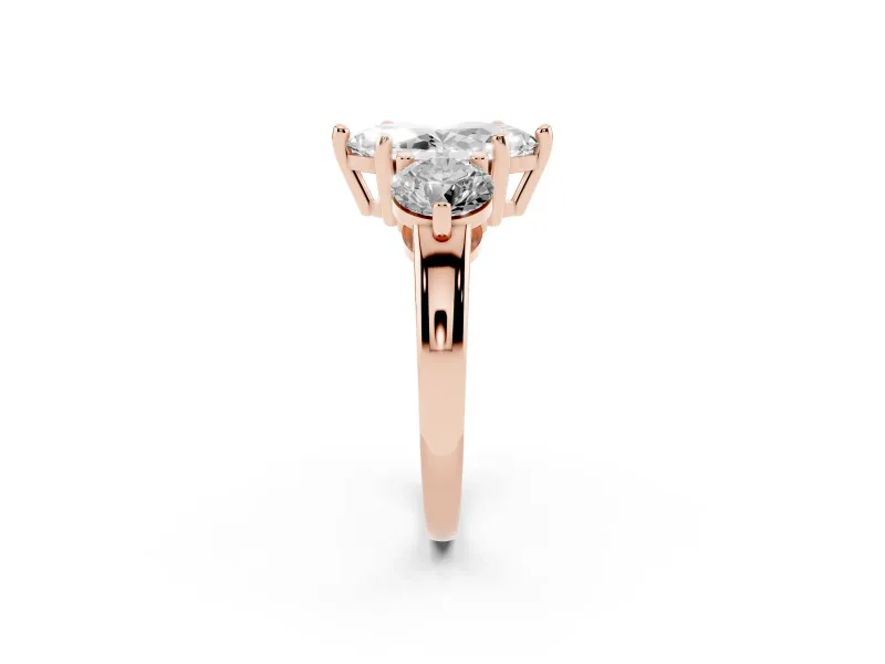 Marquise Three Stone Engagement Ring Setting | Open Prong Baskets | Rose Gold