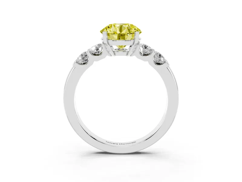 Round Five Stone Engagement Ring Setting for a Fancy Yellow Lab-Grown Diamond | White Gold