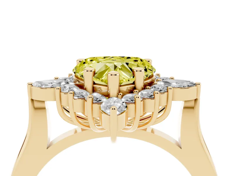 Heart-Shaped Engagement Ring Setting for a Fancy Yellow Lab-Grown Diamond | Yellow Gold - Design NV-24790