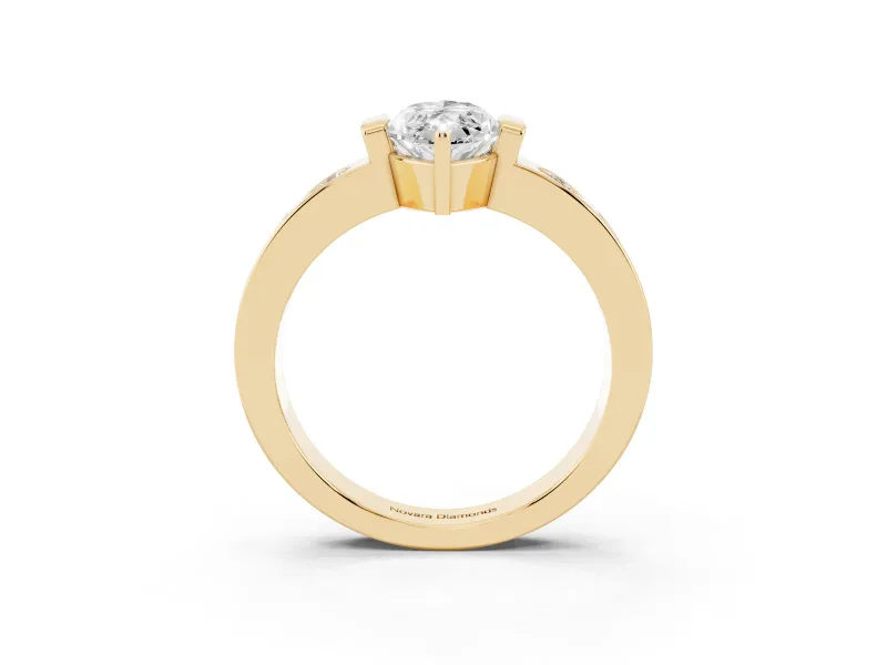 Marquise Tension Style Engagement Ring Setting | Flush Set Accents | Yellow Gold