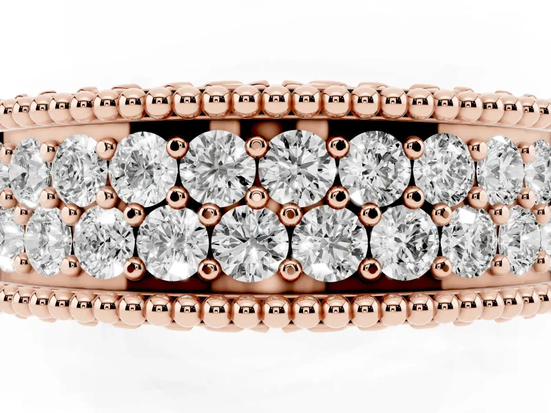 Round Diamond Pavé Eternity Band Set in Rose gold with Bead Prong Setting