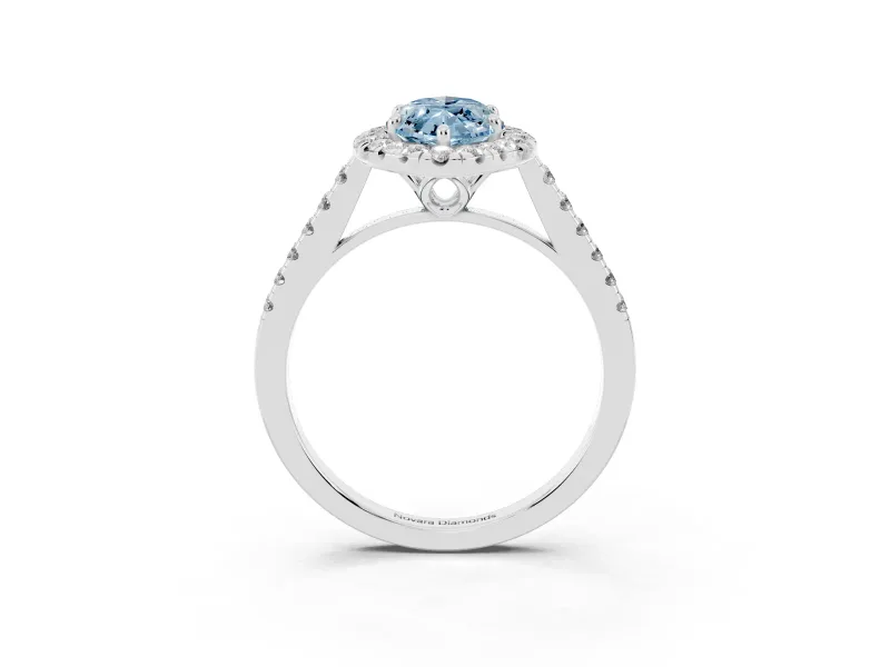 Marquise Raised Halo Engagement Ring Setting for a Fancy Blue Lab-Grown Diamond | White Gold