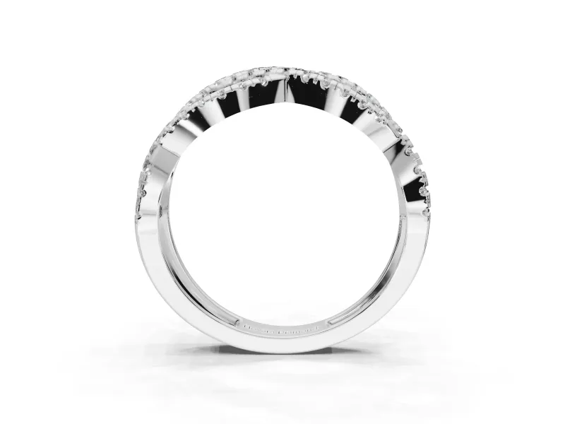 Round Lab-Grown Diamond Braided Pavé Wedding Band | Open Braid | Sterling Silver